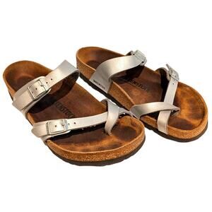 Birkenstock Mayari Sandal EU 39 US 8 - 8.5 Silver Birko Flor Thong Slide Boho